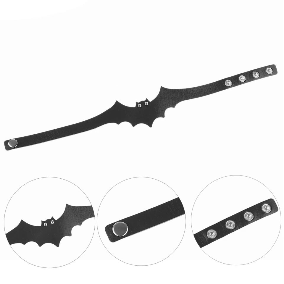 Bat PU Collar Choker – Gothic Faux Leather Adjustable Necklace-1
