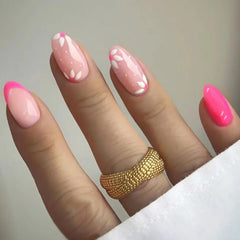 24 Pcs Almond Press On Acrylic Nails – Long French Ballerina Tips-10