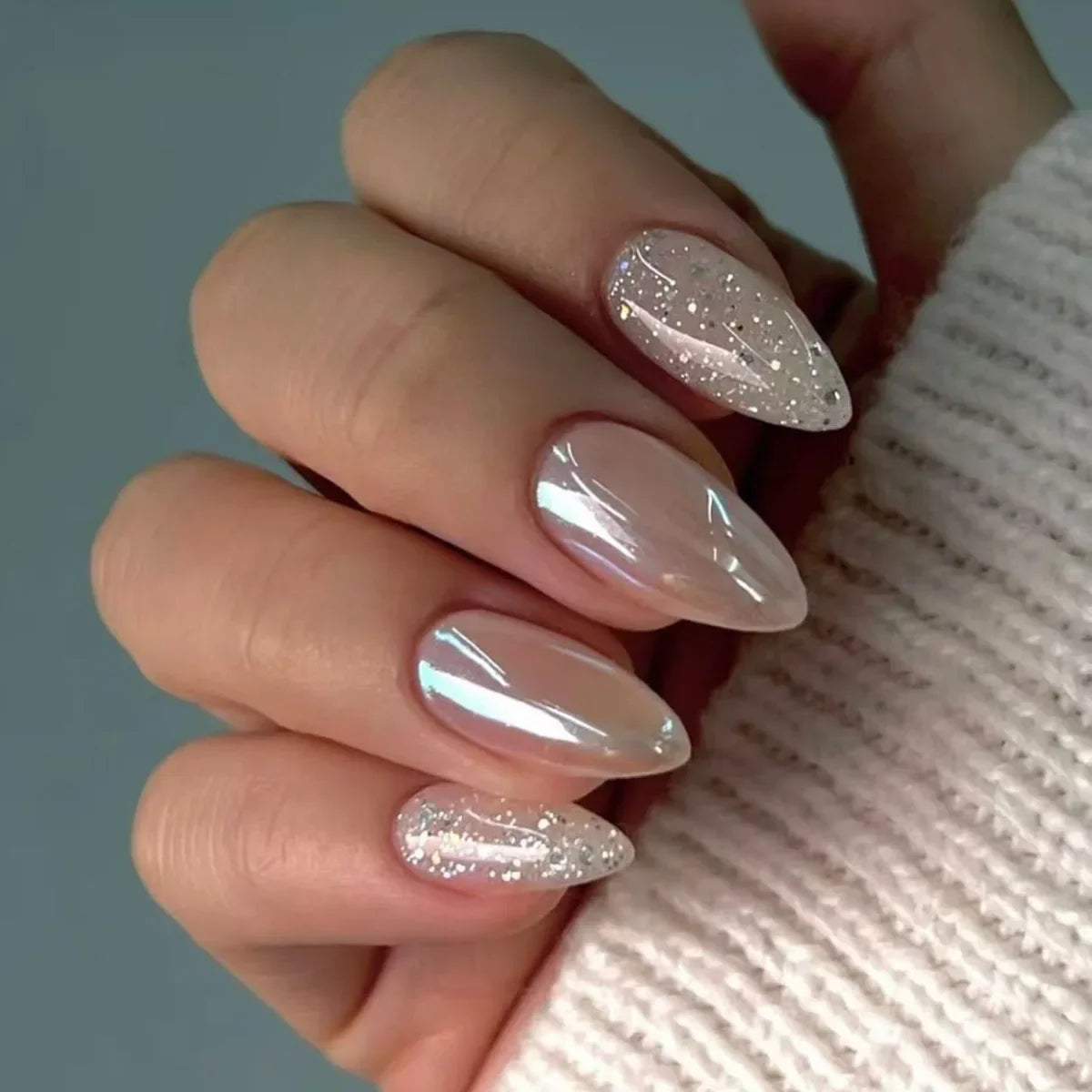 24 Pcs Almond Press On Acrylic Nails – Long French Ballerina Tips-7