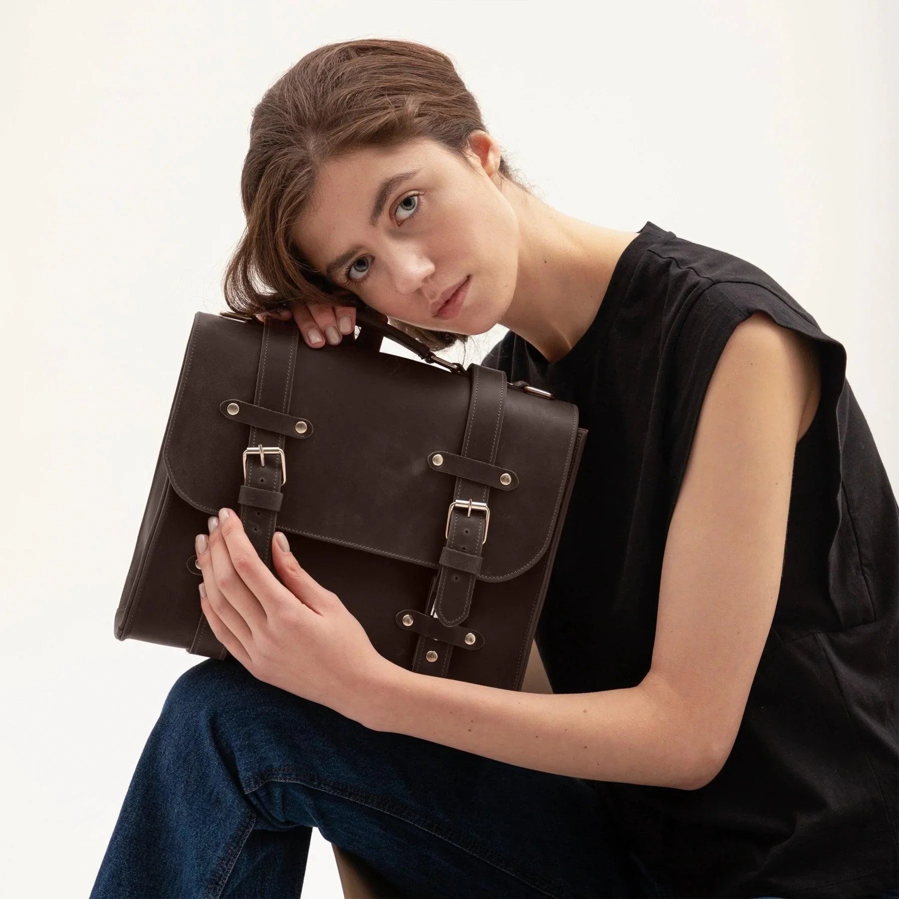 Genuine Leather Briefcase Bag-TORONATA Lora | Handcrafted Women Professional Work Bag-12
