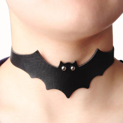 Bat PU Collar Choker – Gothic Faux Leather Adjustable Necklace-0