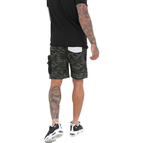 Men’s MEIR Camo Panel Fleece Shorts – Multi-Pocket, Casual Comfort-2