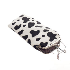 Trendy Cow Print Glasses Pouch – Small Eyeglass Case with Clasp Closure-1
