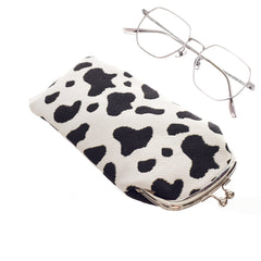 Trendy Cow Print Glasses Pouch – Small Eyeglass Case with Clasp Closure-2