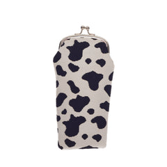 Trendy Cow Print Glasses Pouch – Small Eyeglass Case with Clasp Closure-0