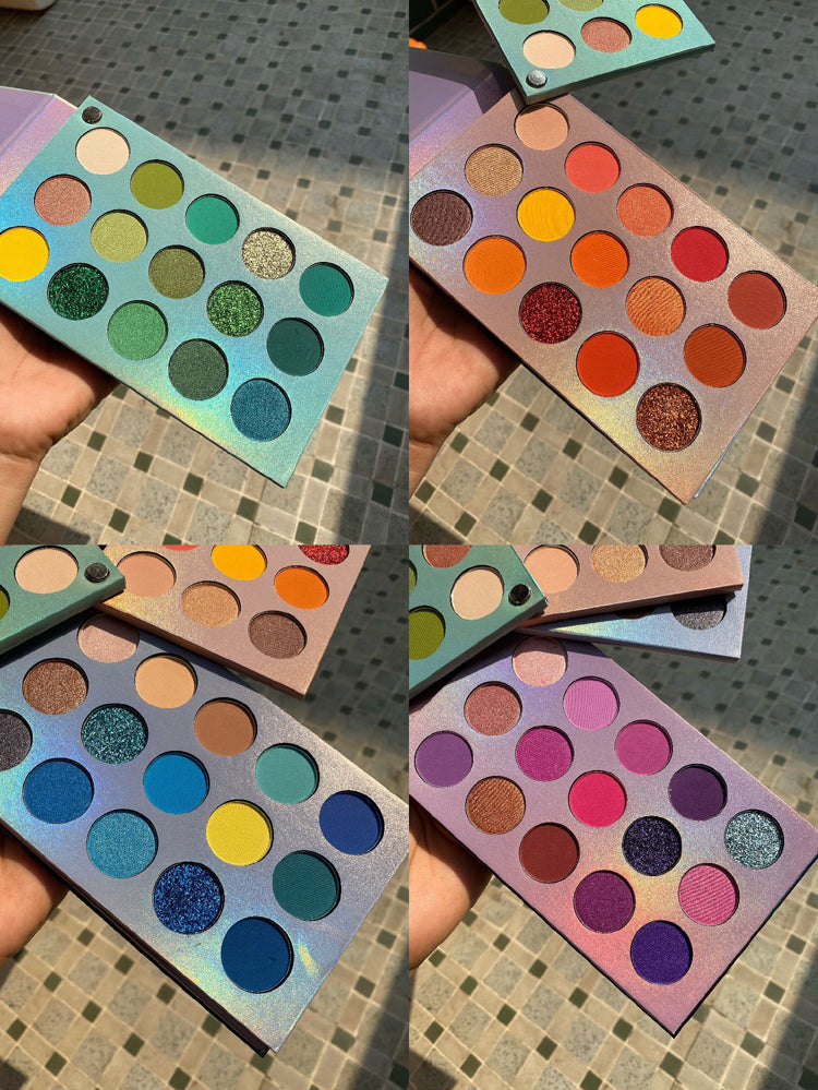 American Eyeshadow Palette-Pearlescent blue and green sequins-4