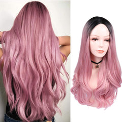 Women’s Blonde Ombre Long Curly Wig – Black Root, Heat-Resistant-0