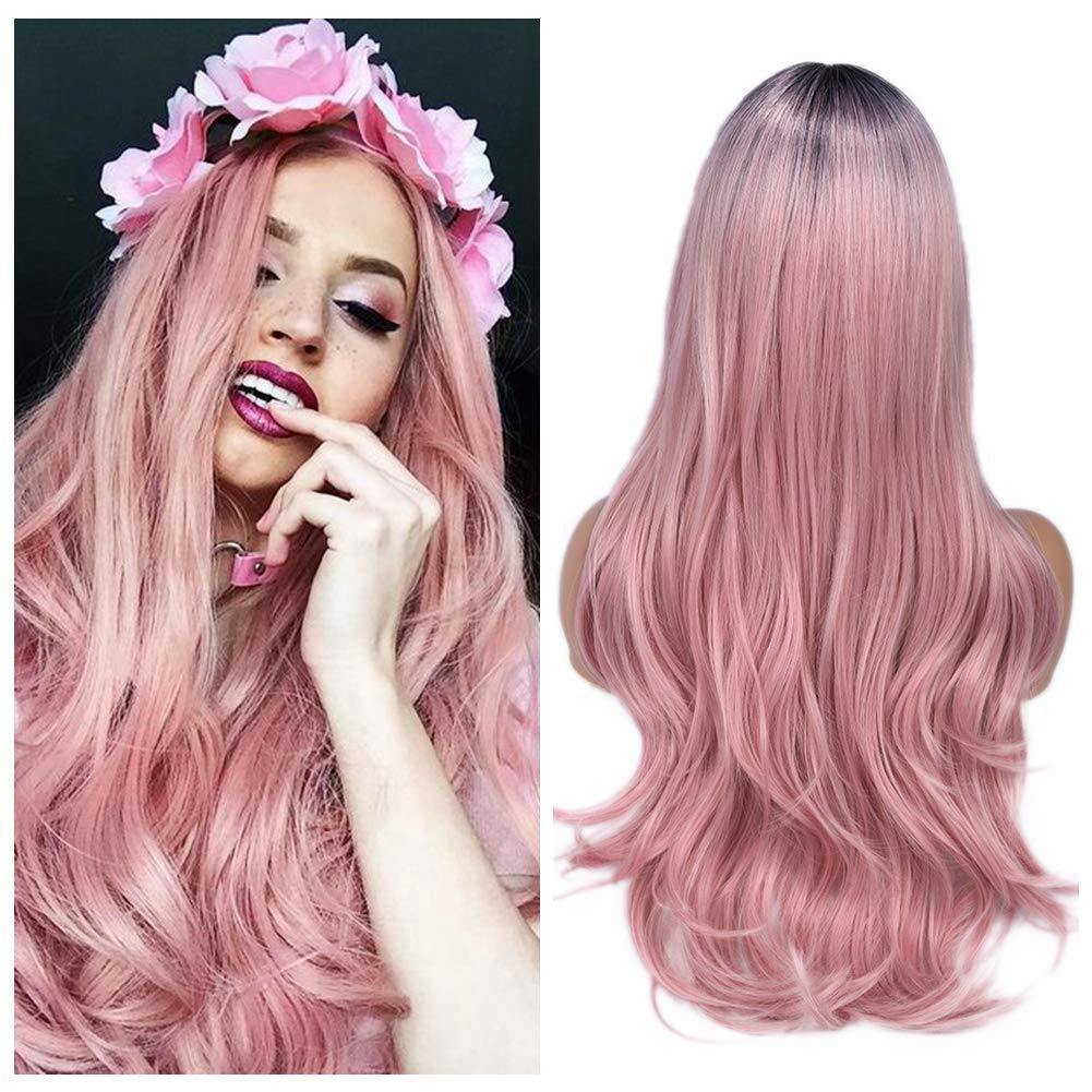 Women’s Blonde Ombre Long Curly Wig – Black Root, Heat-Resistant-1