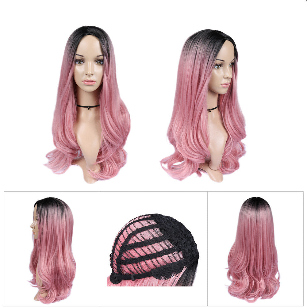 Women’s Blonde Ombre Long Curly Wig – Black Root, Heat-Resistant-3