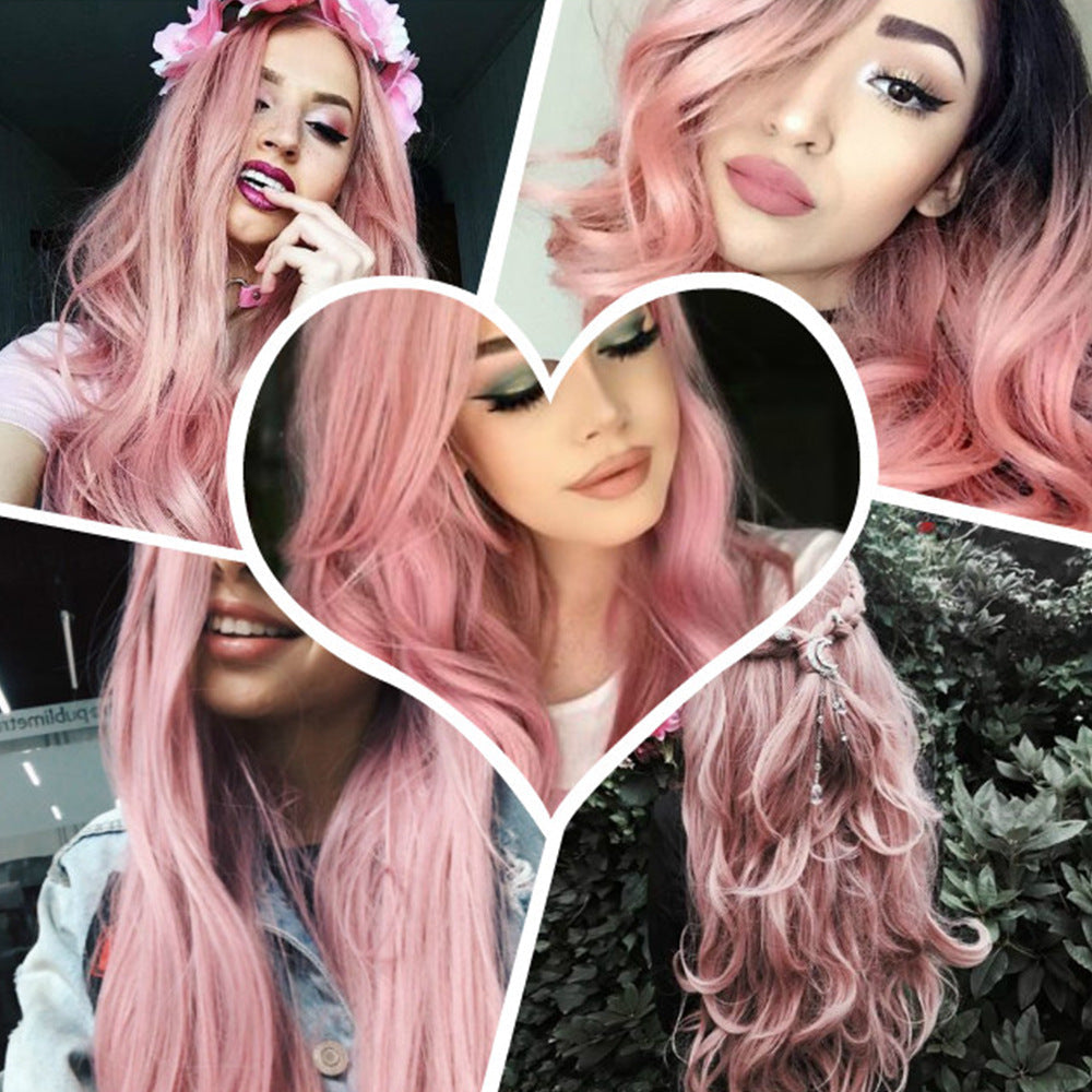 Women’s Blonde Ombre Long Curly Wig – Black Root, Heat-Resistant-4