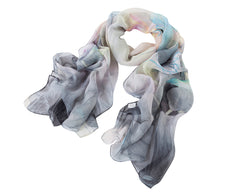 Multi Black Lotus Chiffon Scarf – Lightweight Elegant Women’s Fashion Wrap-0