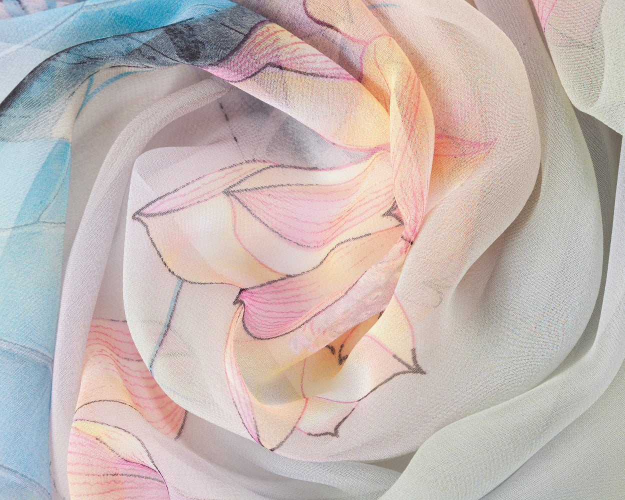 Multi Black Lotus Chiffon Scarf – Lightweight Elegant Women’s Fashion Wrap-4