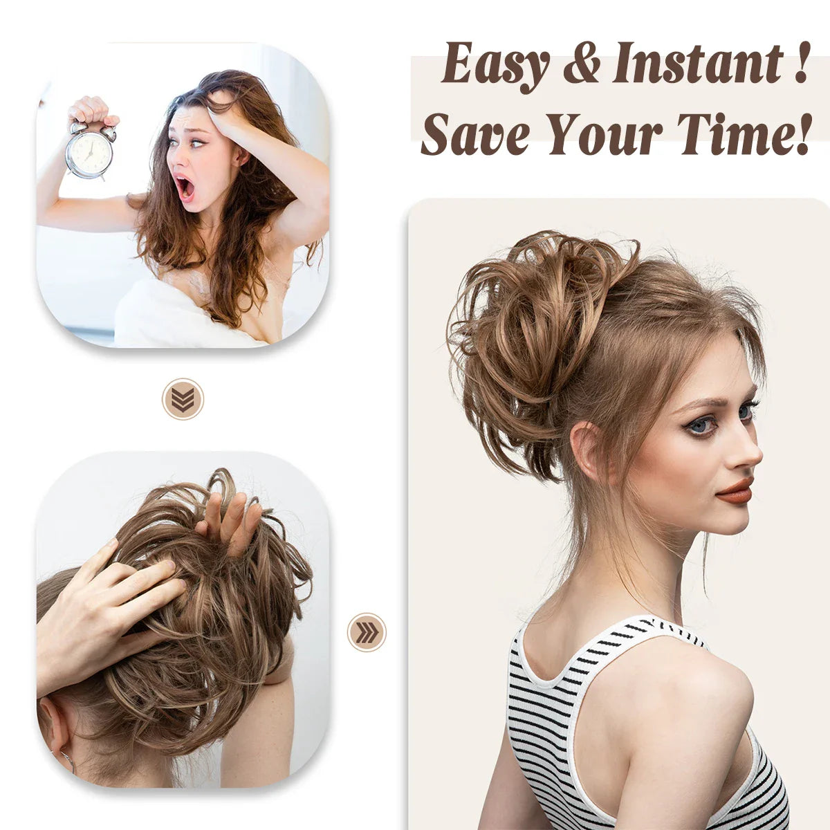 Elegant Curly Messy Bun Hairpiece Scrunchie-1