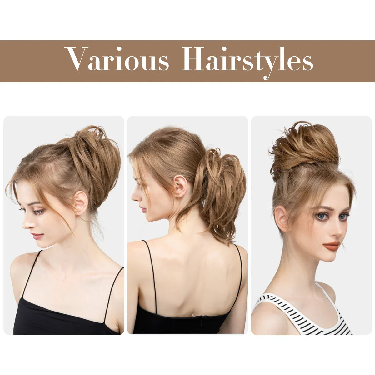 Elegant Curly Messy Bun Hairpiece Scrunchie-4