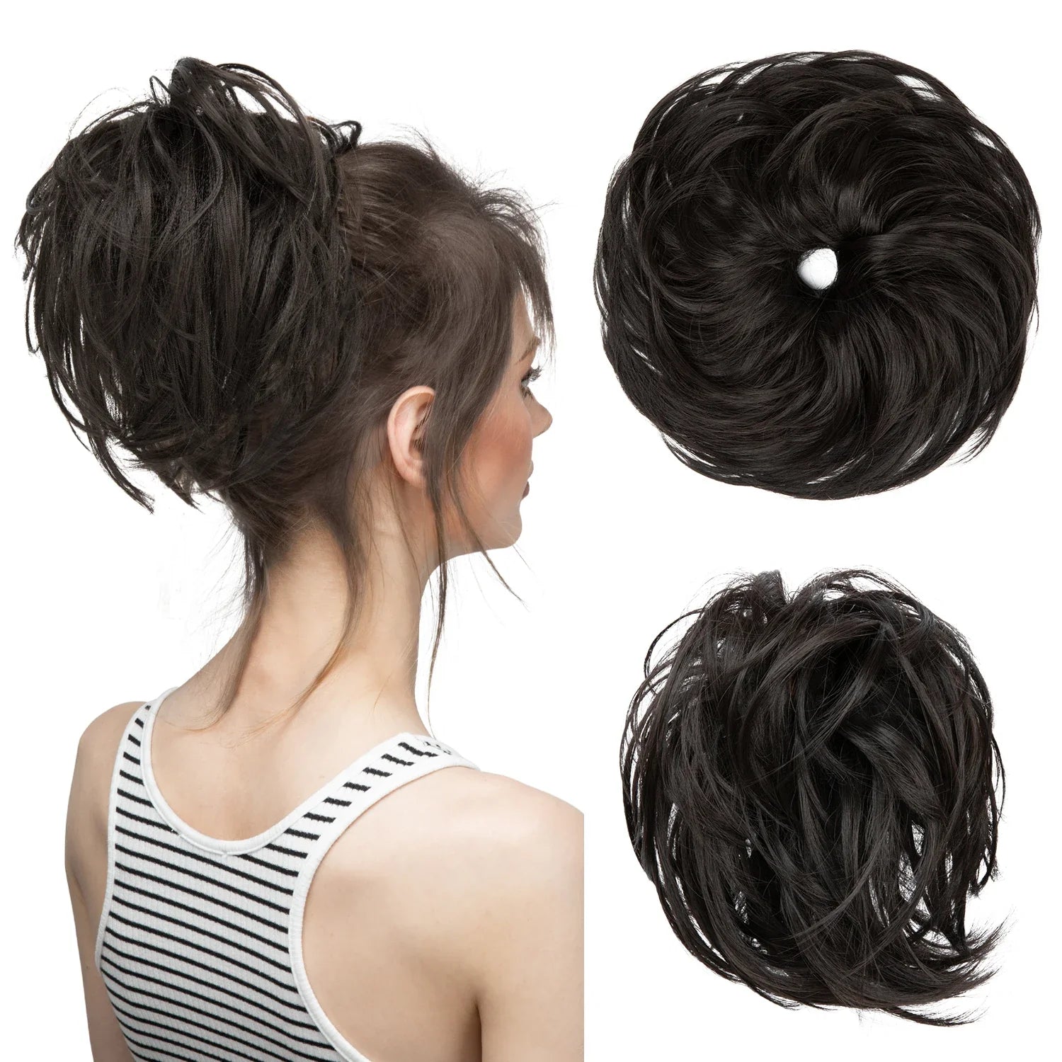 Elegant Curly Messy Bun Hairpiece Scrunchie-11
