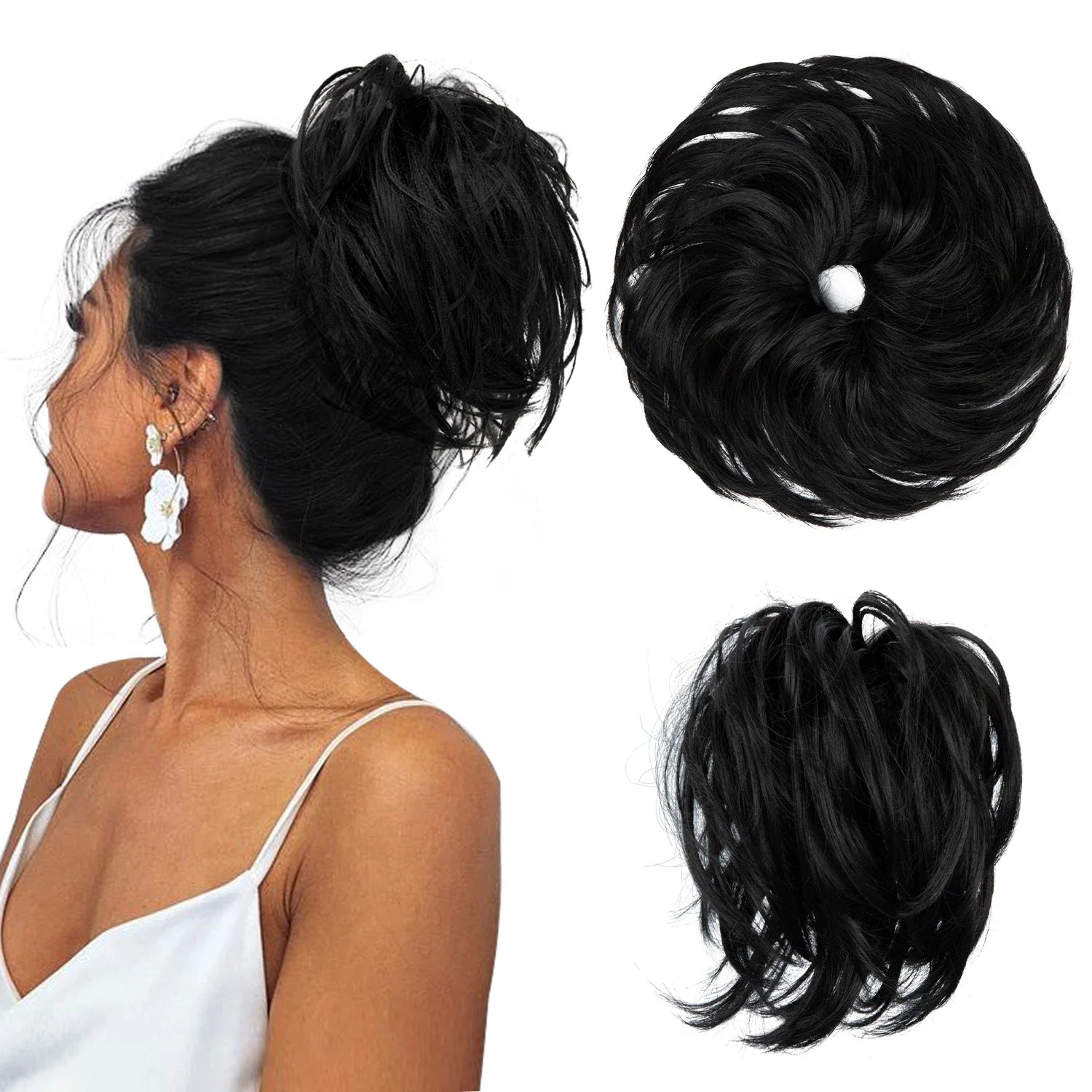 Elegant Curly Messy Bun Hairpiece Scrunchie-26