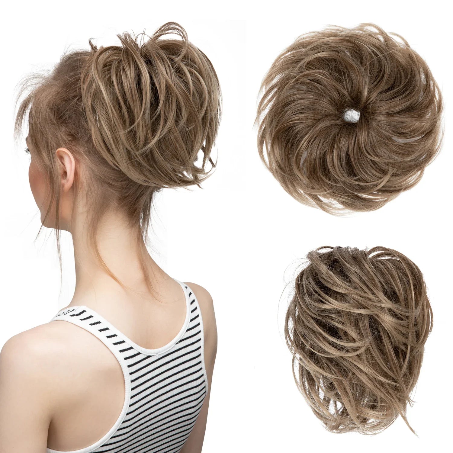 Elegant Curly Messy Bun Hairpiece Scrunchie-5