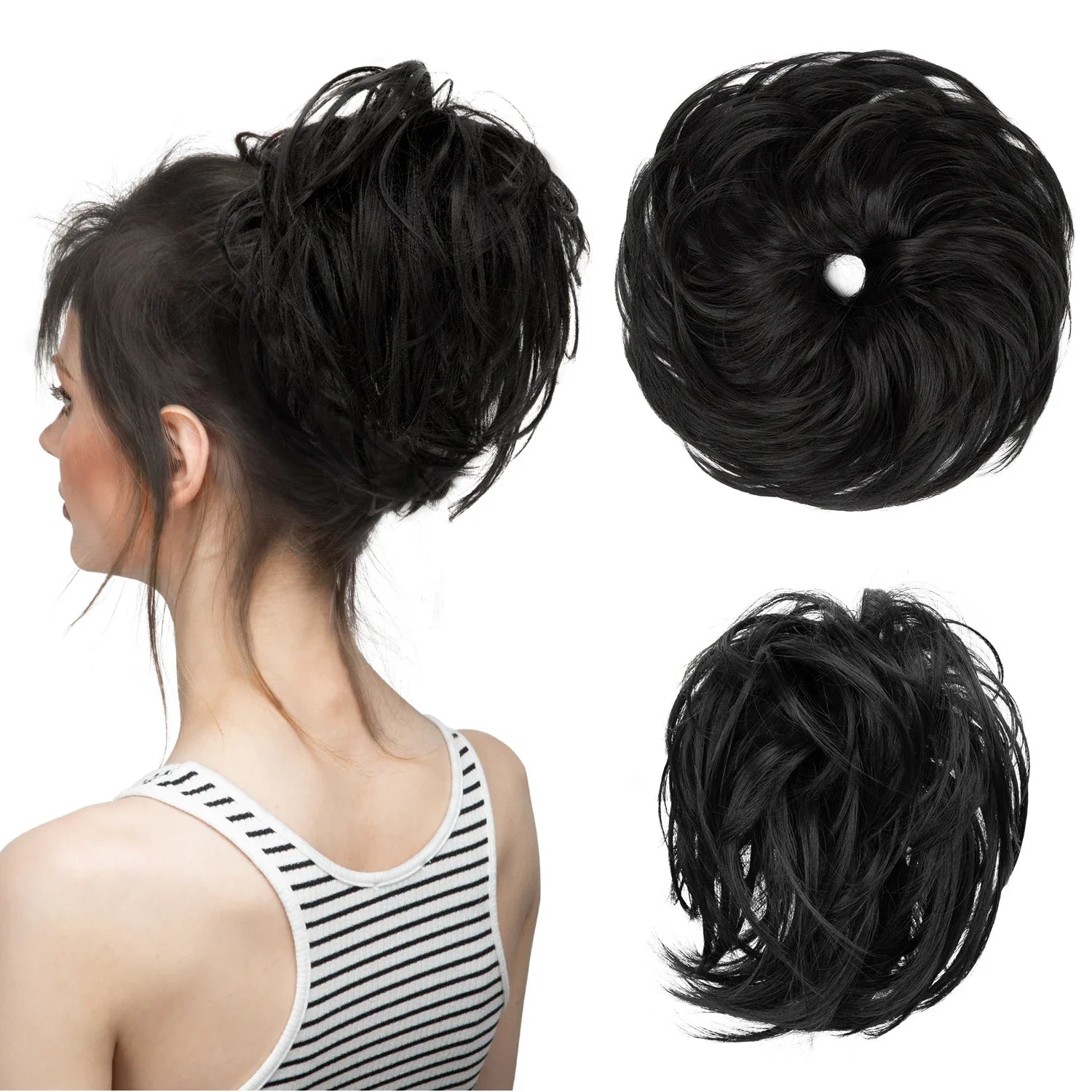 Elegant Curly Messy Bun Hairpiece Scrunchie-15
