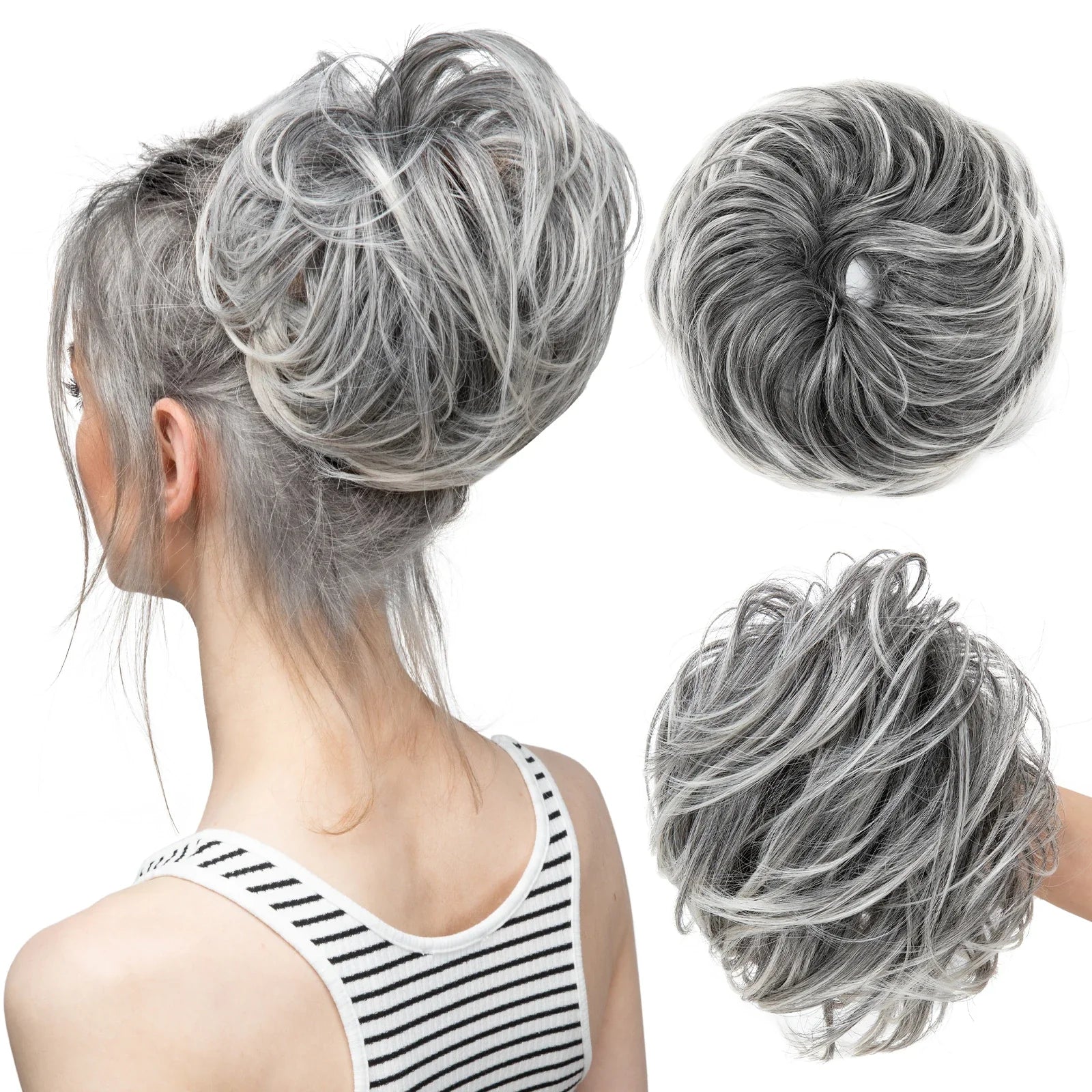 Elegant Curly Messy Bun Hairpiece Scrunchie-7
