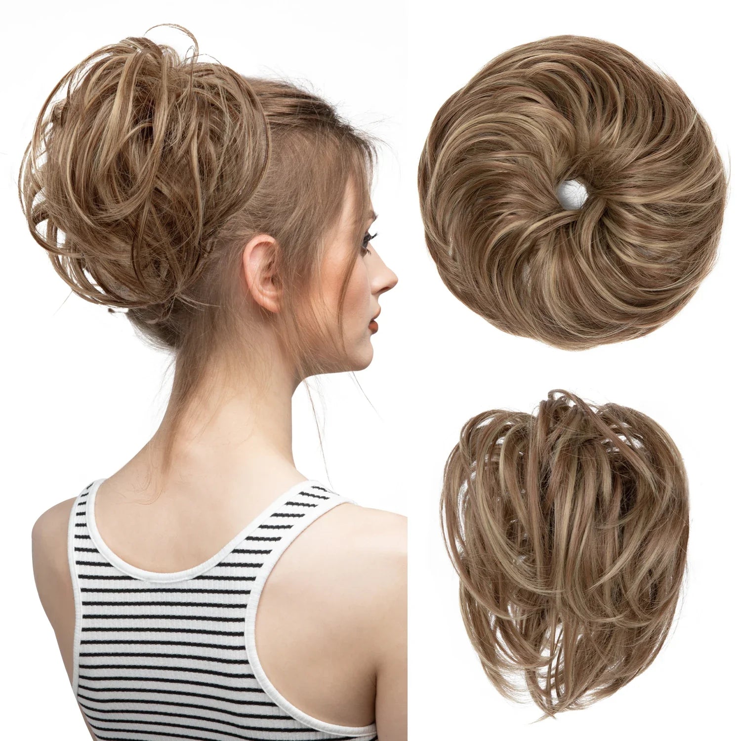Elegant Curly Messy Bun Hairpiece Scrunchie-12