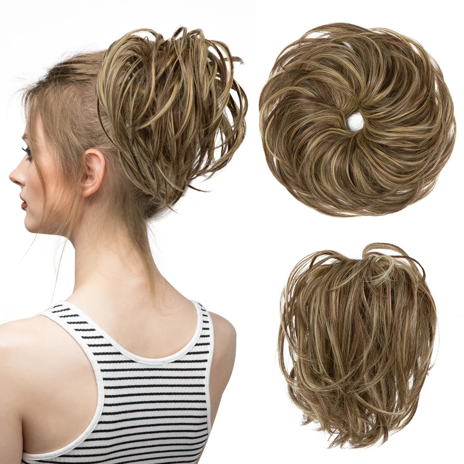 Elegant Curly Messy Bun Hairpiece Scrunchie-19