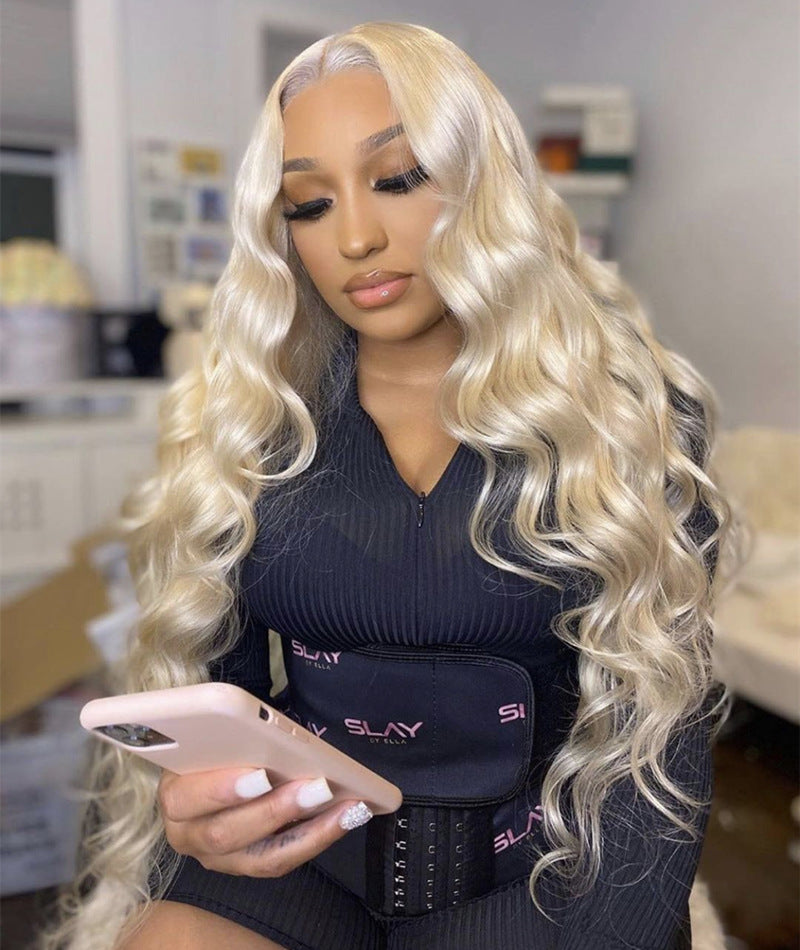 Long Curly Light Gold Wig – Big Wave Style with Long Bangs-0