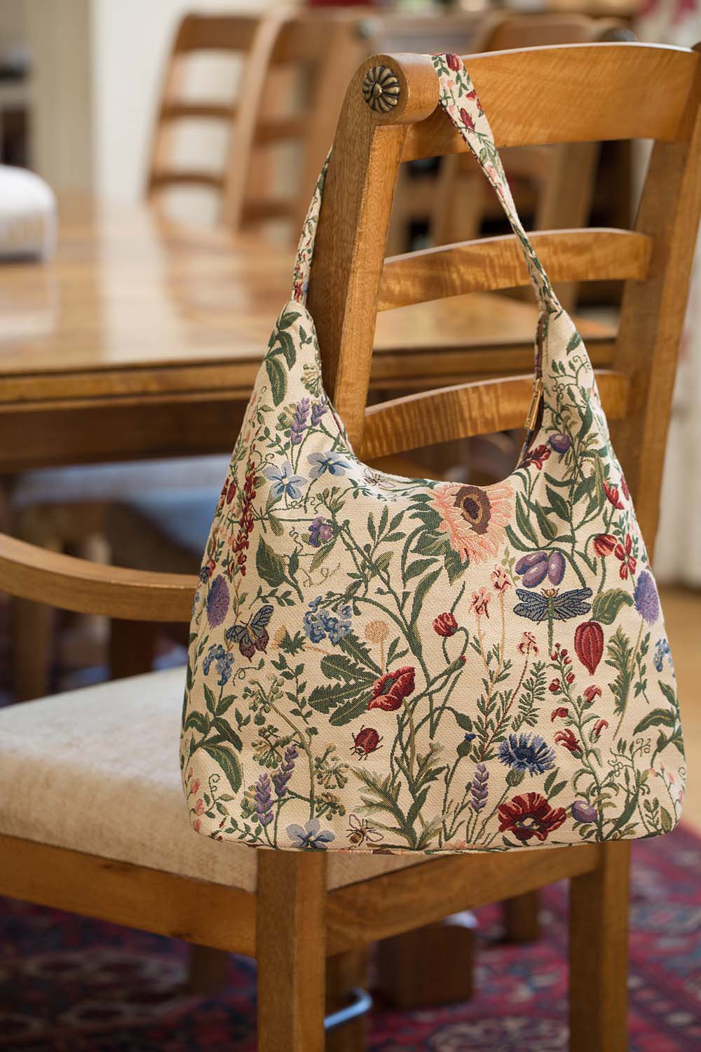 English Country Garden Hobo Bag – Large Shoulder Bag with Floral Design-1