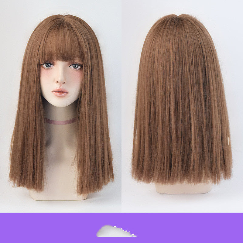 Natural Long Straight Hair Wig Set-0