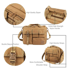 Tactical MOLLE Laptop Shoulder Bag – Oxford Fabric Khaki Handbag-1