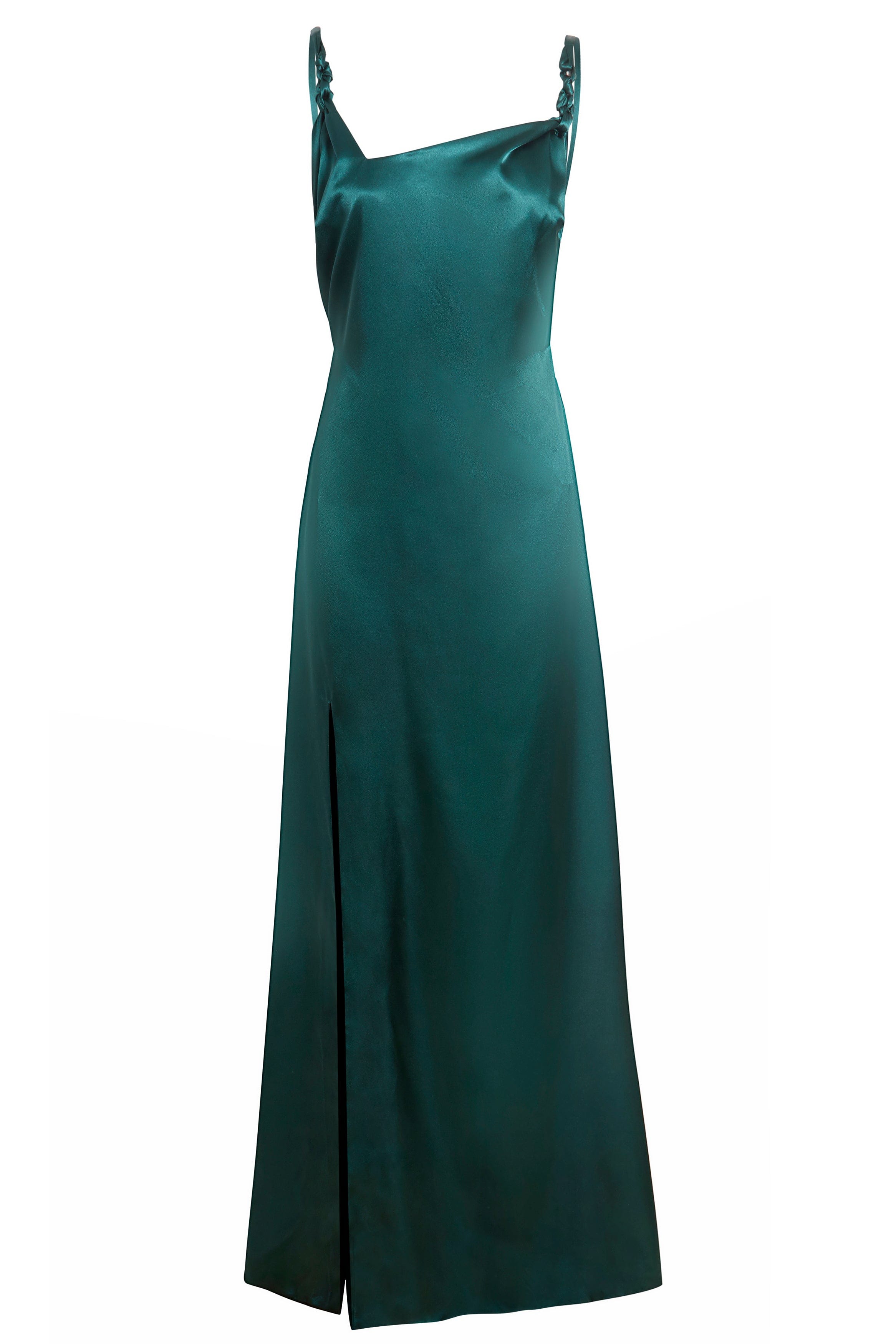 Roya Emerald Green Backless Maxi Dress – Satin Evening Gown-0
