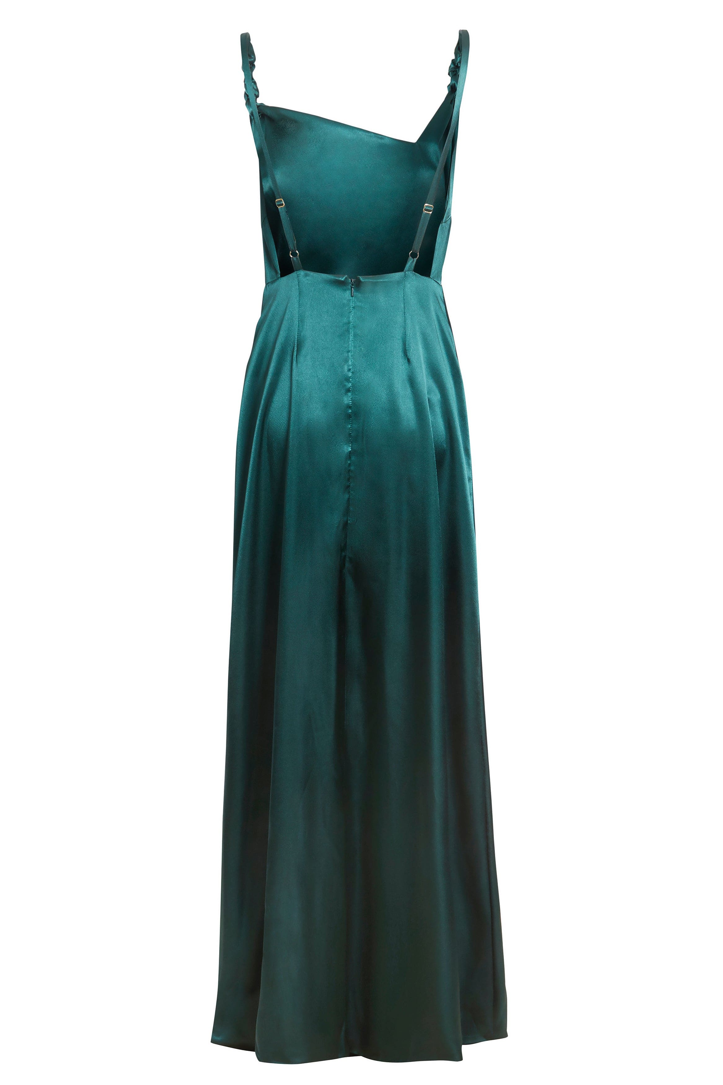 Roya Emerald Green Backless Maxi Dress – Satin Evening Gown-2