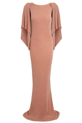 Mocha Backless Maxi Dress – Cowl Back Evening Gown-0