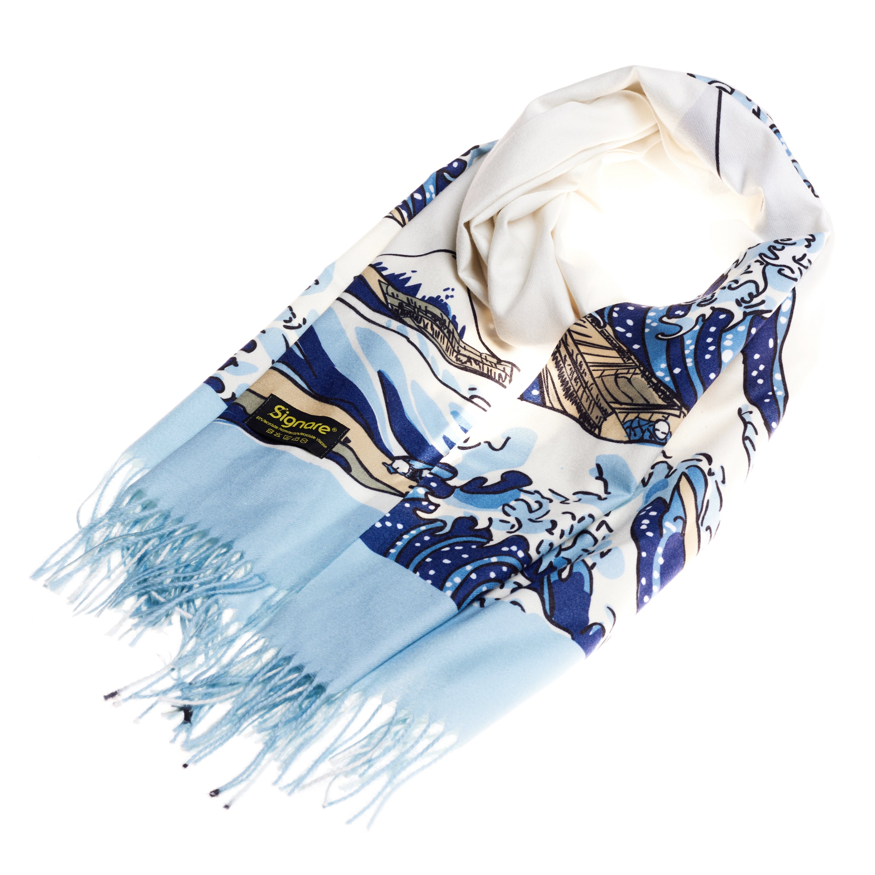 Great Wave of Kanagawa Pashmina Scarf –  Elegant Wrap & Shawl for Women-1