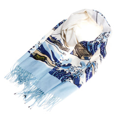 Great Wave of Kanagawa Pashmina Scarf –  Elegant Wrap & Shawl for Women-1