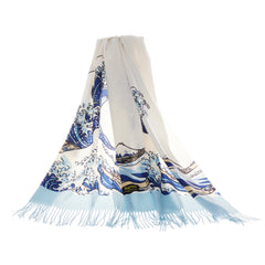 Great Wave of Kanagawa Pashmina Scarf –  Elegant Wrap & Shawl for Women-0