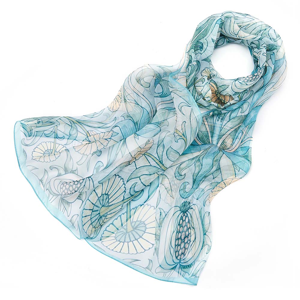 William Morris Lily & Pomegranate Silk Scarf – Luxury Designer Wrap for Women-0