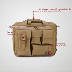 Tactical MOLLE Laptop Shoulder Bag – Oxford Fabric Khaki Handbag-3