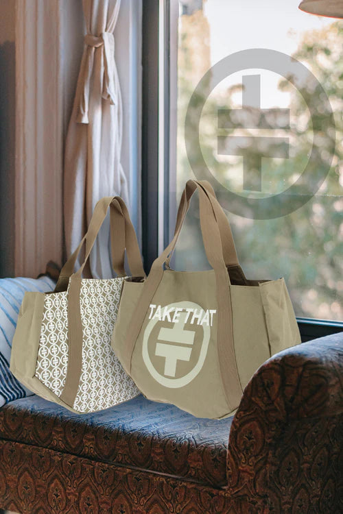 Beige Take That Weekend Tote Bag for Women