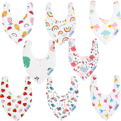 Baby Bandana Dribble Bibs Cotton Pack Of 8 - Girls & Boys-0