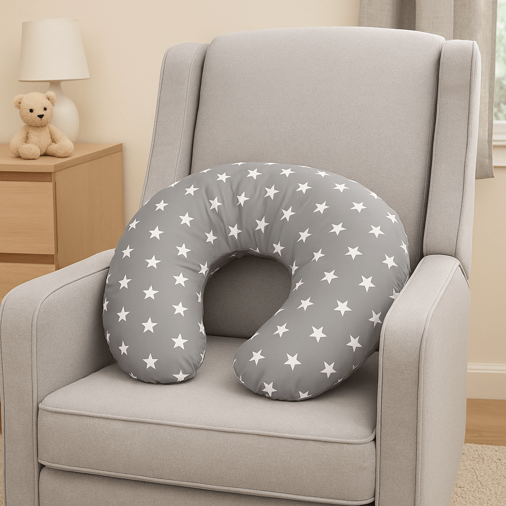 Breast Feeding Maternity Nursing Pillow - Grey with Stars-0