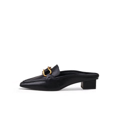 Classic Chain Slip-On Mules for Women | Vintage Leather Mules by Jady Rose-0