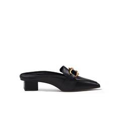Classic Chain Slip-On Mules for Women | Vintage Leather Mules by Jady Rose-2