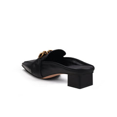 Classic Chain Slip-On Mules for Women | Vintage Leather Mules by Jady Rose-3