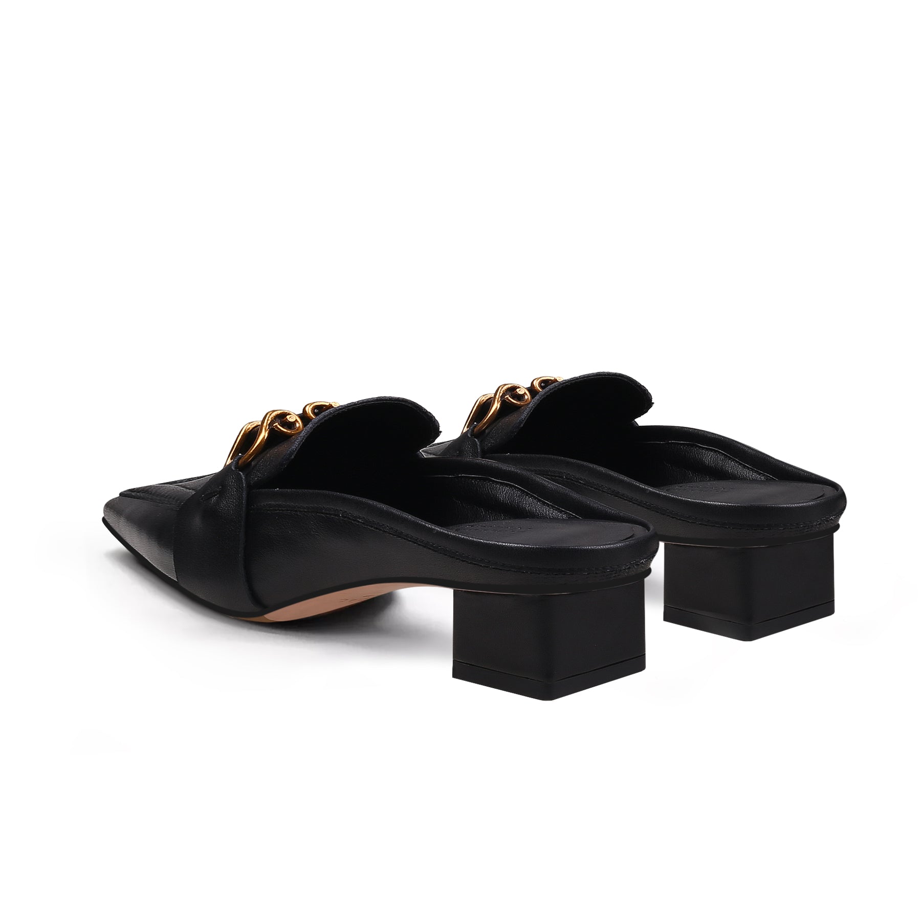 Classic Chain Slip-On Mules for Women | Vintage Leather Mules by Jady Rose-4
