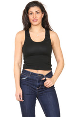 Women’s Black Cotton Sleeveless Crop Top – Yoga & Casual Wear-1