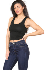 Women’s Black Cotton Sleeveless Crop Top – Yoga & Casual Wear-2