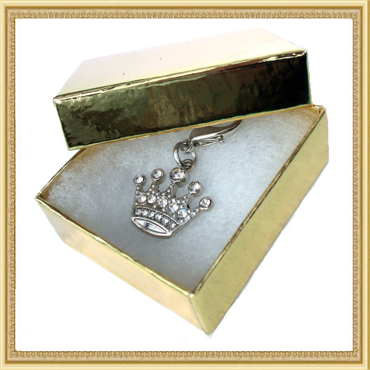 Crystal Crown Dog & Cat Collar Charm – Silver with Sparkling Crystals-2