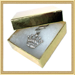 Crystal Crown Dog & Cat Collar Charm – Silver with Sparkling Crystals-2