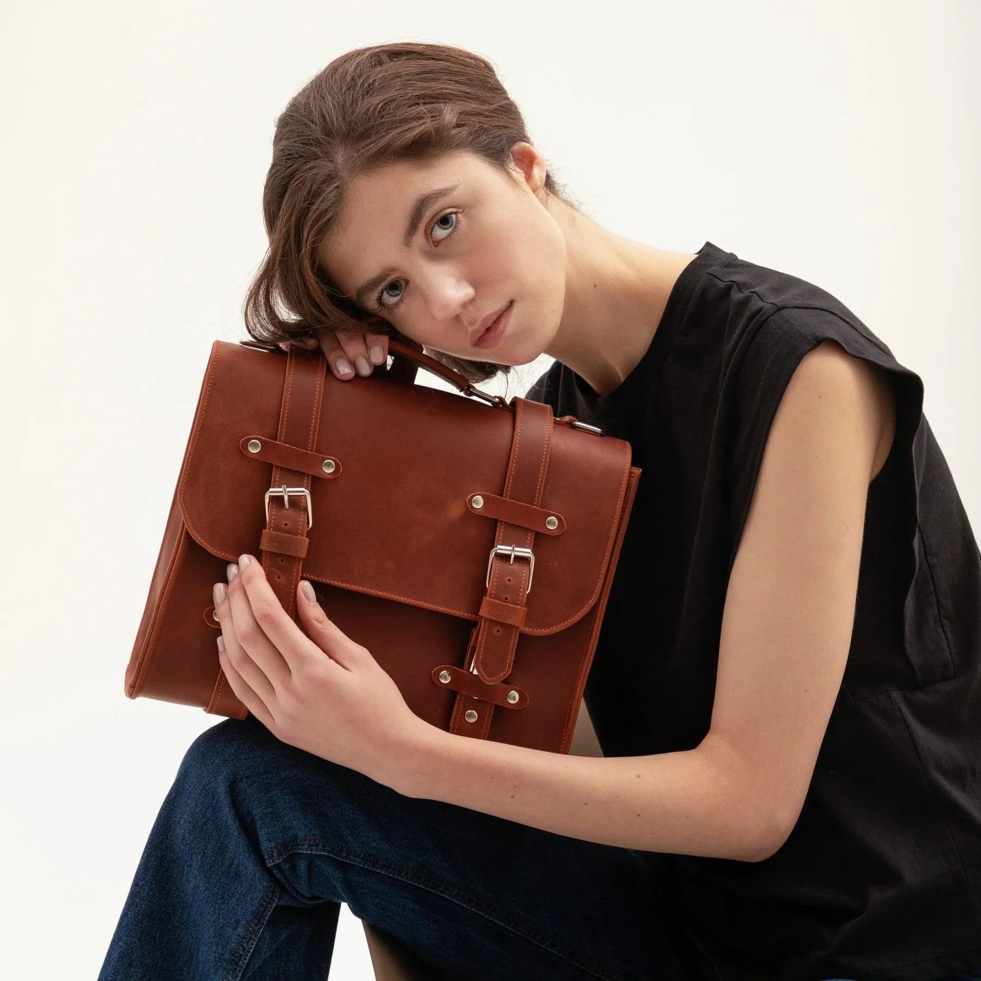 Genuine Leather Briefcase Bag-TORONATA Lora | Handcrafted Women Professional Work Bag-0