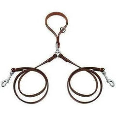 Golden Double Leather Pet Leads – High-Quality 2-Way Dog Leash for Two Dogs-3